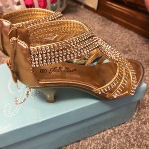 Little girls bling rhinestone heels